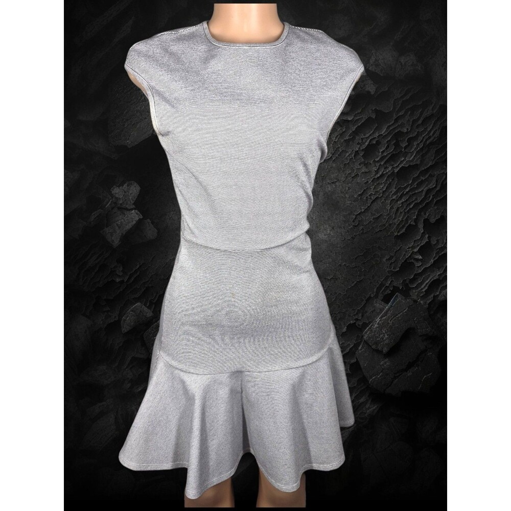 Theory Essential Flare Dress in Fixture Ponte Stripe (Black/White) Size: 2